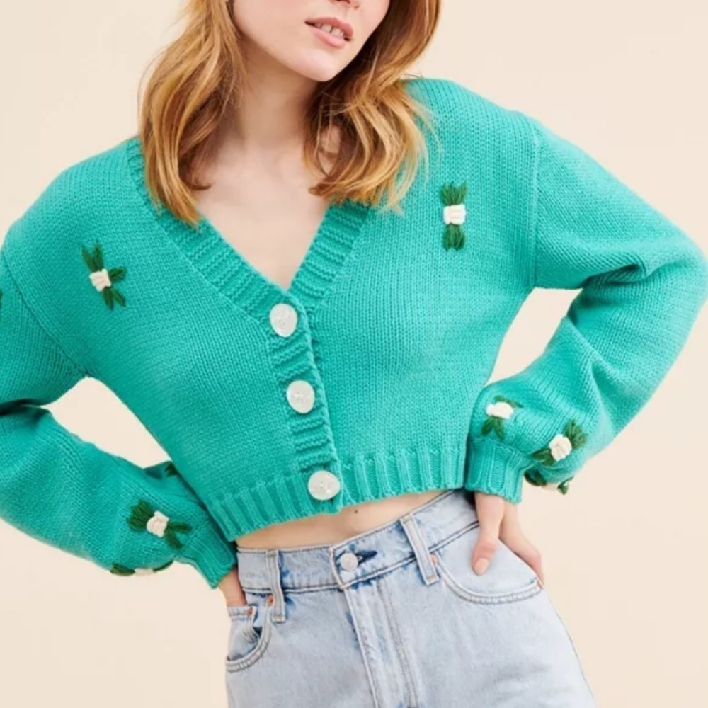 4SIENNA Teal Embroidered Sweater Set - Picture 2 of 12